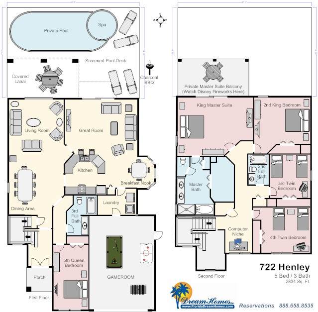 Floor Plan for 5bed/3bath You Can Practically See Disney Fireworks From Your Master Balcony